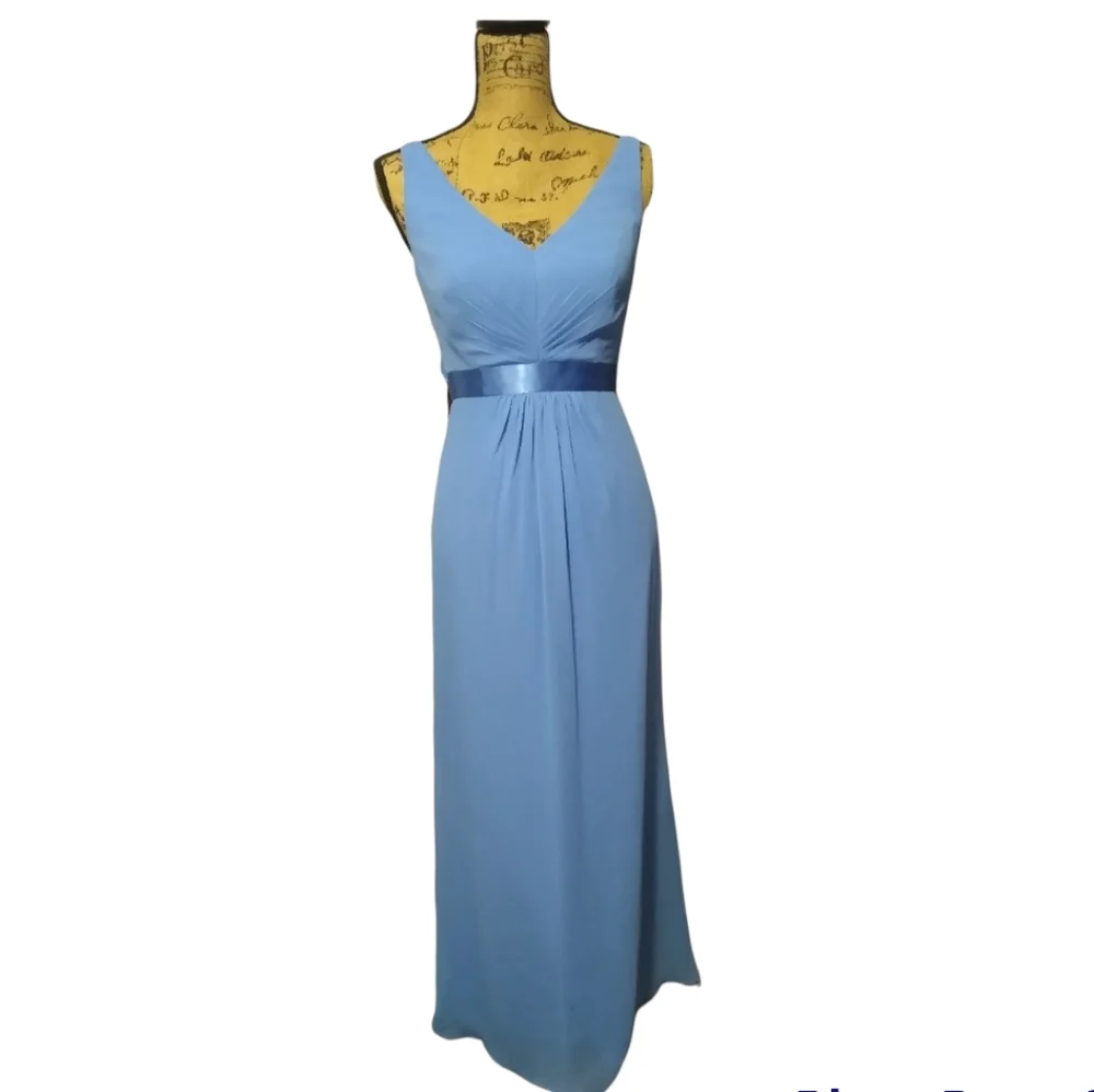Sky Blue David's Bridal Bridesmaid Gown Size 2 - Picture 1 of 4